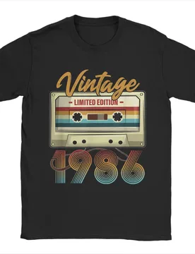 Vintage 1986 40th Birthday Cassette Tape Cotton T-Shirt For Men Summer T-Shirts Crew Neck Harajuku Tee Shirt Plus Size Clothing - Aliexpress - FashionsVida