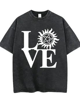 I Love Supernatural Washed Vintage T-shirt Men Women Hip Hop Retro Oversized T Shirts Men's Casual Cotton Short Sleeve T-shirts - Aliexpress - FashionsVida