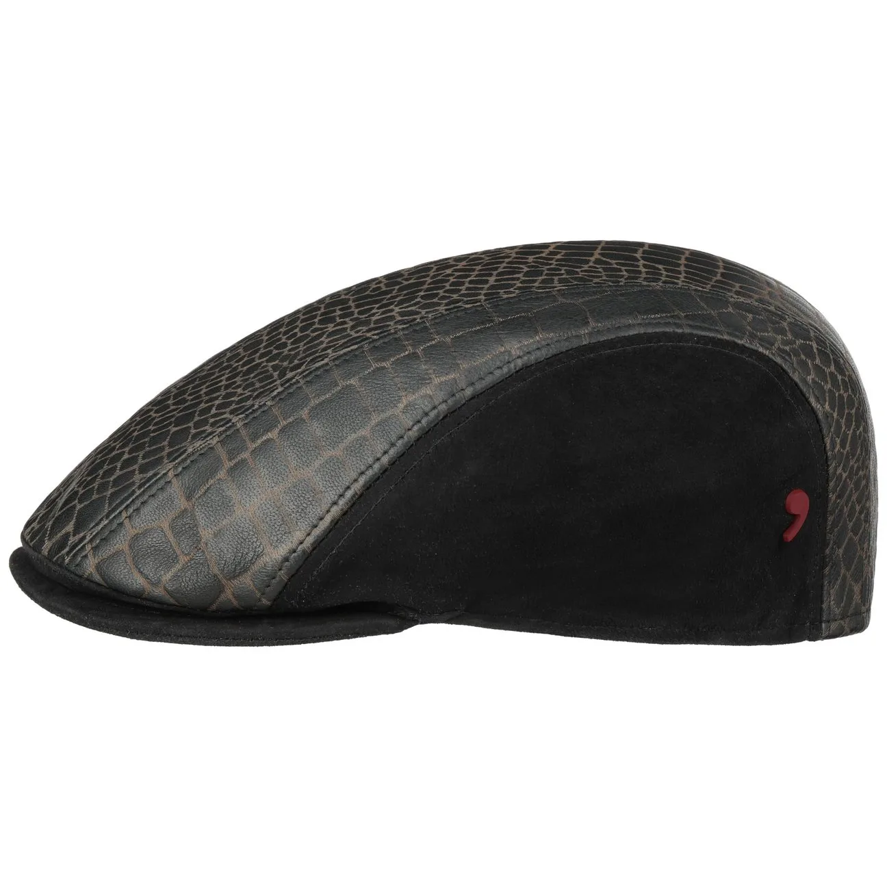 Jhon Premium Leather Flat Cap by Alfonso DEste - brown-black - Size: L (58-59 cm) - Alfonso D´Este - FashionsVida