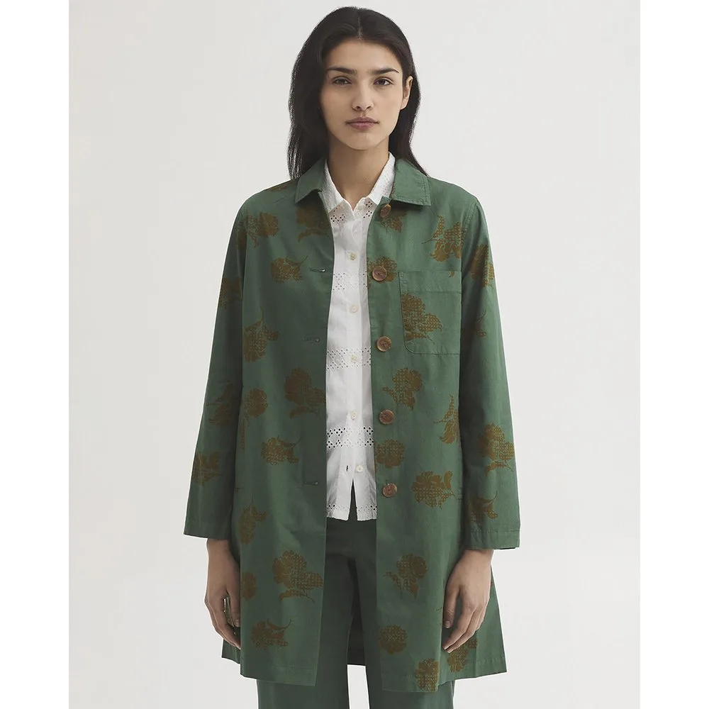 Gabardina de mujer 100% algodón con estampado de flores - Nice Things - FashionsVida