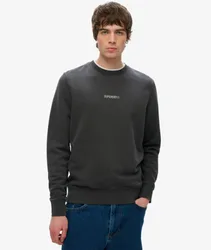 Superdry Herren Baumwolle Micro Rundhals-Sweatshirt mit Logo, Schwarz - Größe: XL