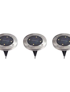 LED-Solar-Bodenleuchten, 3 Stück silber schwarz