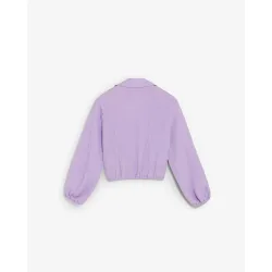 Blusa de mujer con escote de pico y mangas abullonadas