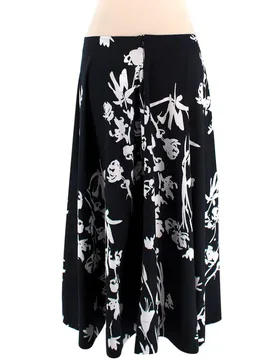 Black and White Floral Cotton Skirt - Marella - FashionsVida