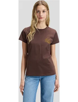 Camiseta ajustada sencilla de mujer con detalle bordado - Lee - FashionsVida