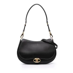 Medium Leather Ohval Flap Bag