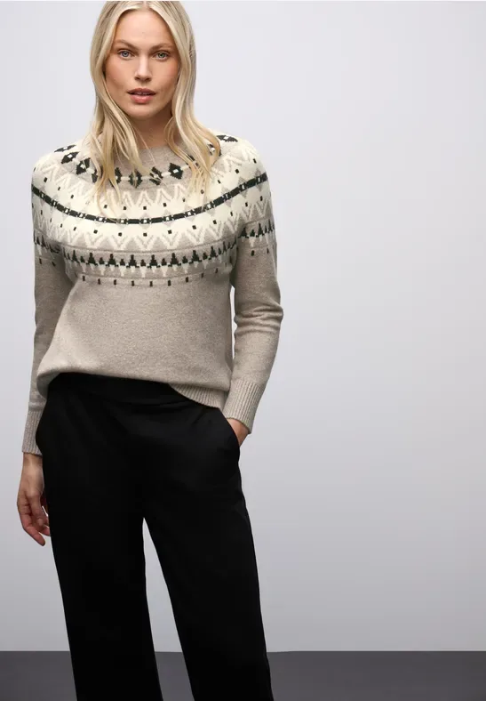 Pullover im Norweger-Look female Beige - Street One - FashionsVida