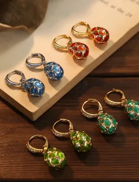 Pair Fashion Luxury Enamel Easter Egg Drop Earrings for Women Niche Lucky Party Jewelry Easter Halloween Gifts - Aliexpress - FashionsVida