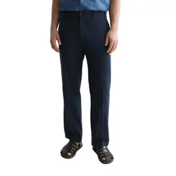 Pantaloni Chino Otis Linen Relaxed Straight Fit Sky Captain 36
