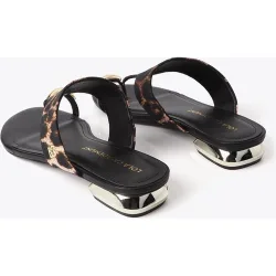 Sandalias de dedo de mujer animal print con aplique metalizado