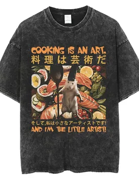 Cooking Is An Art and I'm The Little Artisti T-shirt Funny Japanese Style Rat Retro Washed T-shirts Men Mouse Humor T Shirt Tops - Aliexpress - FashionsVida