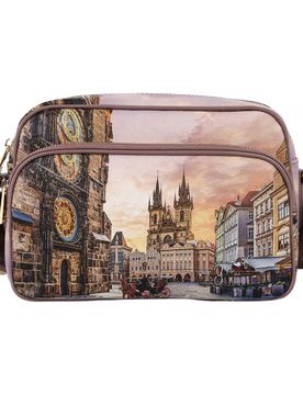Borsa tracolla media ASTRO CLOCK ecopelle con doppi scomparti