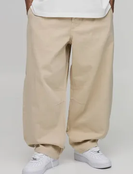 Men's Balloon Fit Applique Patch Twill Trousers Ecru Size 34 Ecru 34 - boohooMAN - FashionsVida
