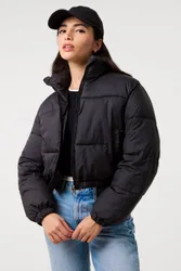 Black Puffer Jacket - Black - Size: L