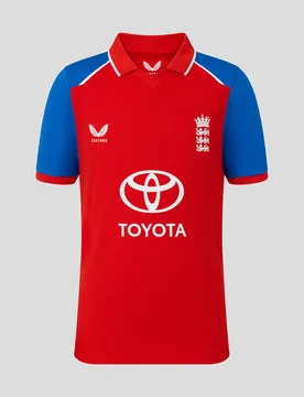 England Cricket Junior 26/27 T20 Replica Short Sleeve T-shirt RED JXS Unisex - Castore - FashionsVida