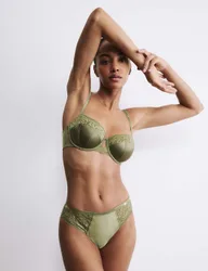 Silk & Lace High Leg Knickers Olive female