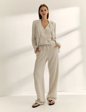 Pantalón de mujer estampado rayas cintura elástica - Paz Torras - FashionsVida
