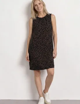 Knielanges Kleid mit Rundhalsausschnitt female Braun