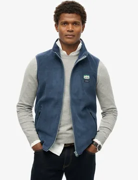 Superdry Herren Active Fleece Weste Marineblau - Größe: M - 79.99 - FashionsVida