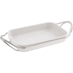 Fuente de horno rectangular de porcelana con soporte New Living
