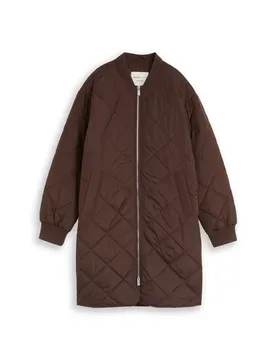 Quilted bomber collar coat female