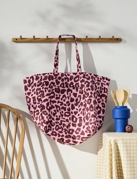 Borsa shopper con stampa leopardata - rosa pastello