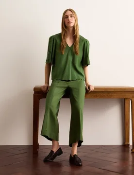 Pantalón cropped de mujer de algodón liso - Lloyd's - FashionsVida