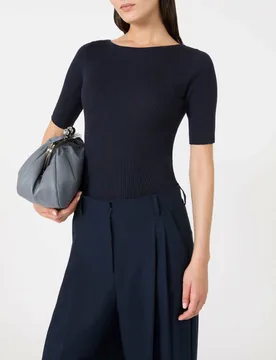 Maglia blu in misto viscosa Weekend con maniche al gomito - Max Mara - FashionsVida