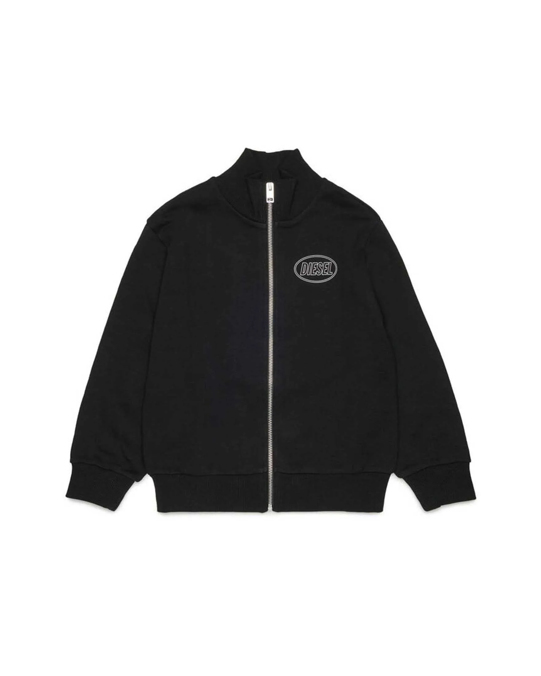 Felpa nera con zip e mini logo oval D bianco - Diesel - FashionsVida