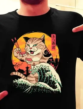Funny Neko Sushi Wave Hard Seltzer Ukiyoe T-Shirt 100% Cotton O-Neck Summer Short Sleeve Casual Mens T-shirt Size S-3XL - Aliexpress - FashionsVida