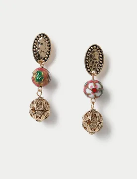 Ceramic Filigree Drop Earrings Gold female - M&S - FashionsVida