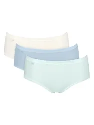 Womens Basic+ Midi 3 Pack Briefs - Blue Polyamide - Size X-Small