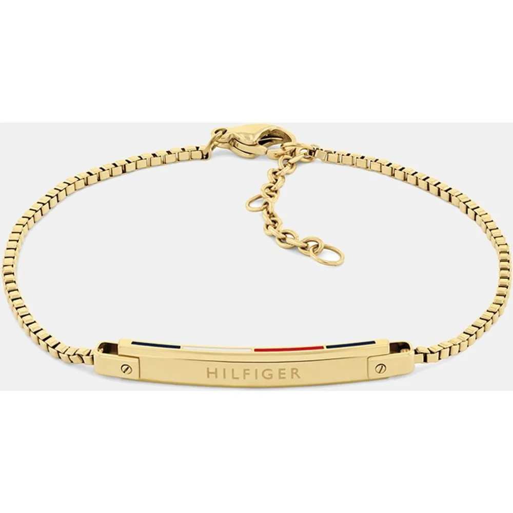 Pulsera Linear de acero dorado y esmalte - Tommy Hilfiger - FashionsVida