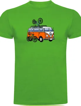 Maglietta A Maniche Corte Hippie Van Mtb Green - Kruskis - FashionsVida