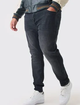 Men's Plus Essential Skinny Fit Jeans Washed Black Size 46 Washed Black 46 - boohooMAN - FashionsVida