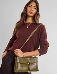 Faux Leather Cross Body Bag Olive female