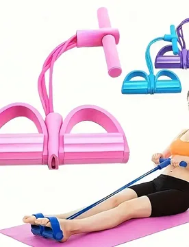 Pieza Banda de resistencia elástica de látex (TPE) de 4 tubos con pedal de yoga, entrenamiento de fitness integral, equipo de entrenamiento de resis - Shein - FashionsVida