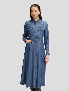 Regular Western Mid Calf Dress Classic Blue Größe L female