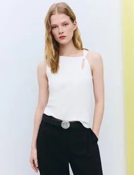 Camiseta de mujer sin mangas con abertura lateral - Tintoretto - FashionsVida