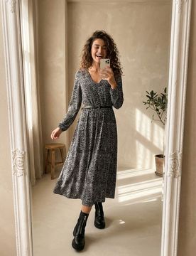 Vestito con cintura - multicolor