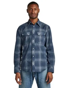 Chemise à Manches Longues Worker Slim Luna Blue Isaac Check XL
