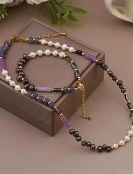 Natural Amethyst Stone Tube Black White Pearl Splicing Beaded Necklace Trend Choker Fashion Retro Simple Temperament Bracelet - Aliexpress - FashionsVida