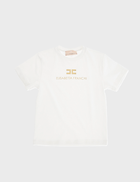 T-shirt con logo bambina bianco