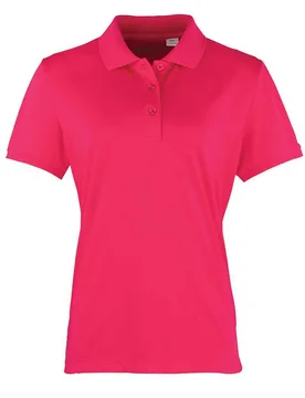 Womens/ladies Coolchecker Pique Polo Shirt (Hot Pink) - Size 12 Uk - Premier - FashionsVida