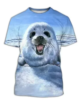 Summer New Fashion Fun Seal T-shirt Animal 3D Printed Street Clothing Male Female Casual Fashion Oversized Short Sleeve T-s - Aliexpress - FashionsVida