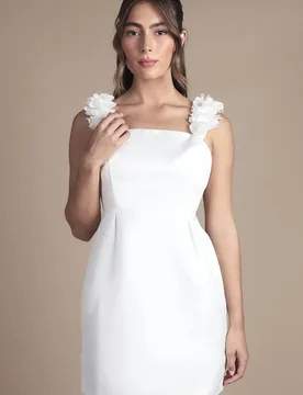 D Floral Bardot Bridal Mini Dress - Ivory - Size: 12 - Coast - FashionsVida