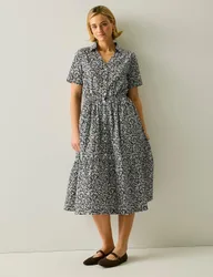 Navagio Pure Cotton Midi Shirt Dress White/Black female