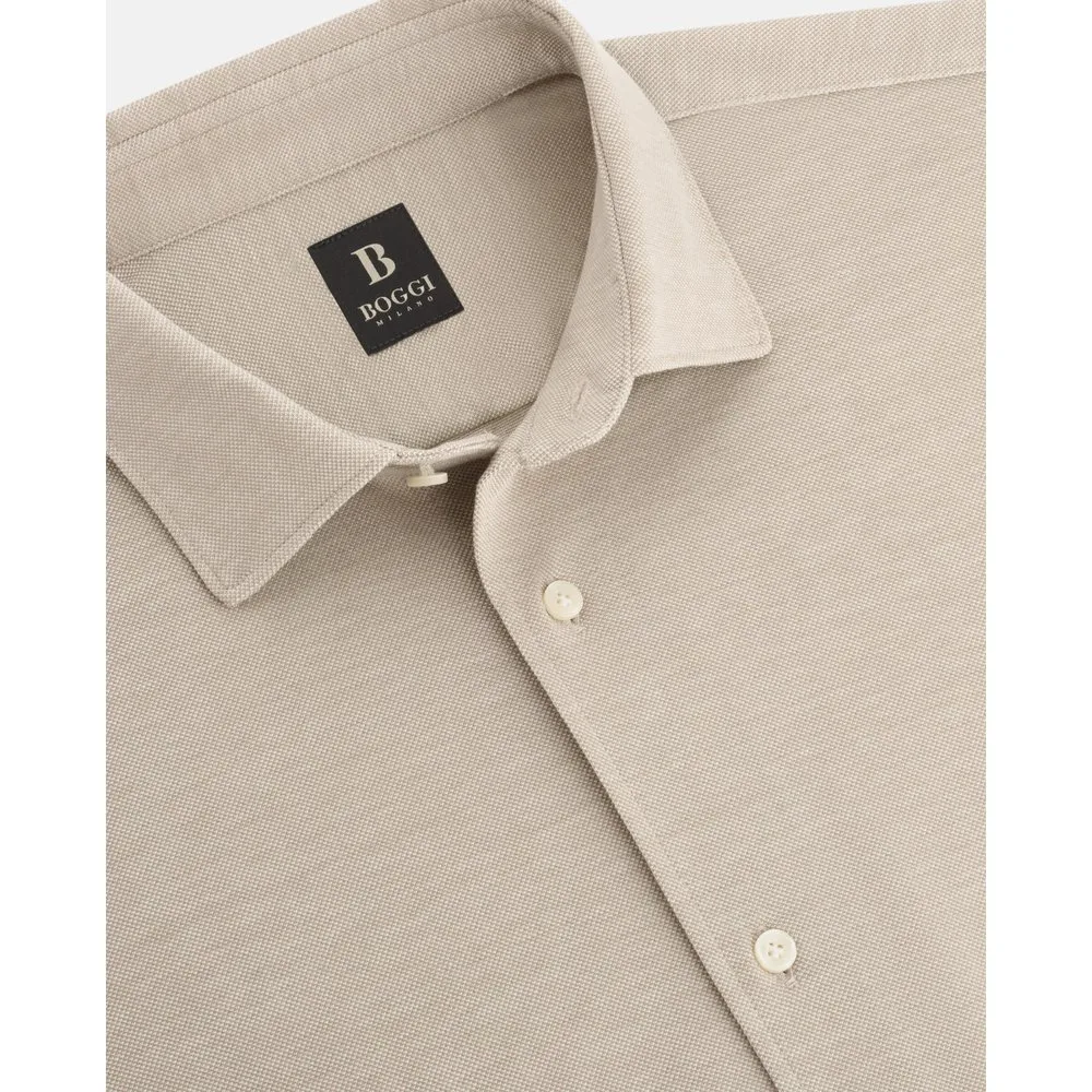 Camisa estilo polo de punto jersey de algodón corte regular - Boggi Milano - FashionsVida