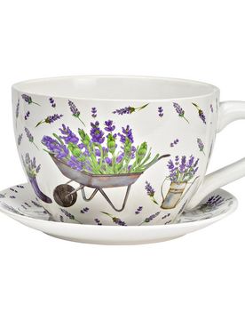 Blumentopf Pflanztasse "Lavendel" aus Keramik groß
