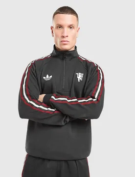 Manchester United FC OG 1/2 Zip Sweatshirt - Herren, Schwarz - male - Size: XS - adidas Originals - FashionsVida